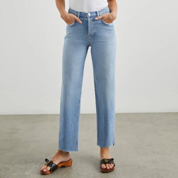 Rails Topanga Crop Straight Jeans Light Blue Mist Step Hem Size 23 Button Fly - Picture 1 of 9